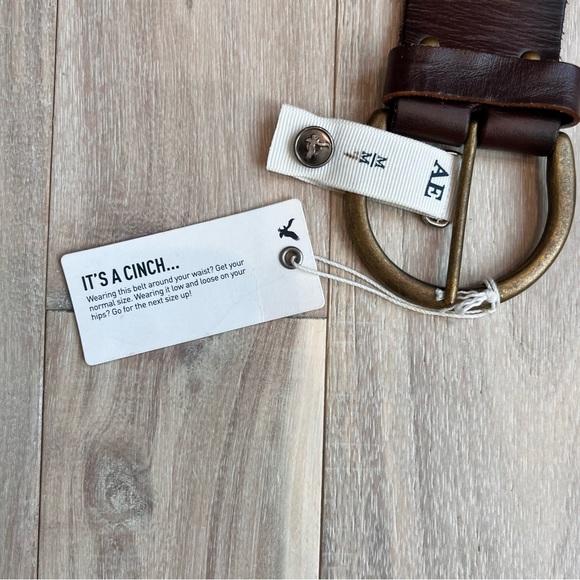 NWT American Eagle wide woven leather belt Medium - Picture 3 of 5